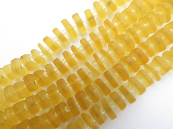 bead supply Cultured Sea glass BEADS 8x9mm Desert Gold YELLOW Square Spacer stacking for making jewelry