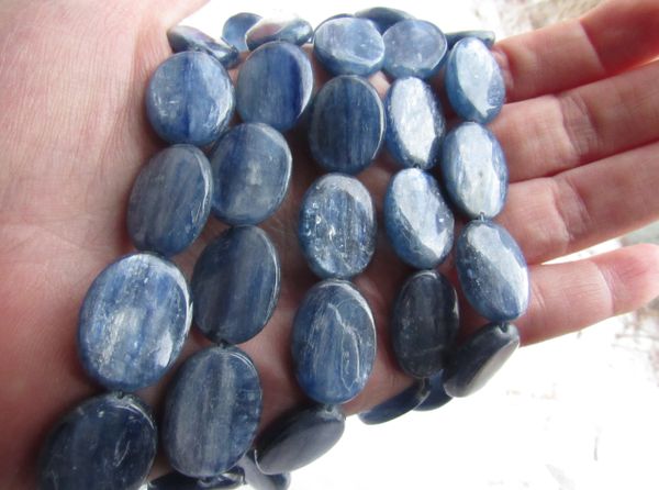 Kyanite BEADS 20x15mm Oval Quality Grade Natural Blue Gemstone making jewelry quality bead supply