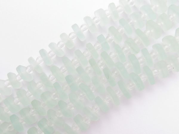 Bead Supply Cultured Sea glass BEADS 8x9mm Square Stacking LIGHT AQUA Coke bottle glass for making jewelry