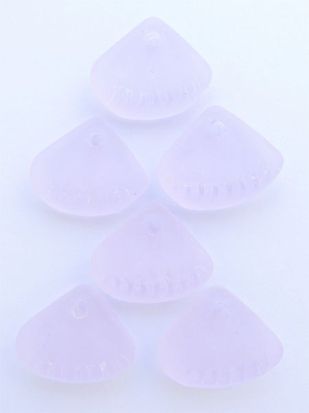 Bead Supply Cultured Sea Glass PENDANTS 24x20mm Ridged Triangle Blossom PINK for making jewelry