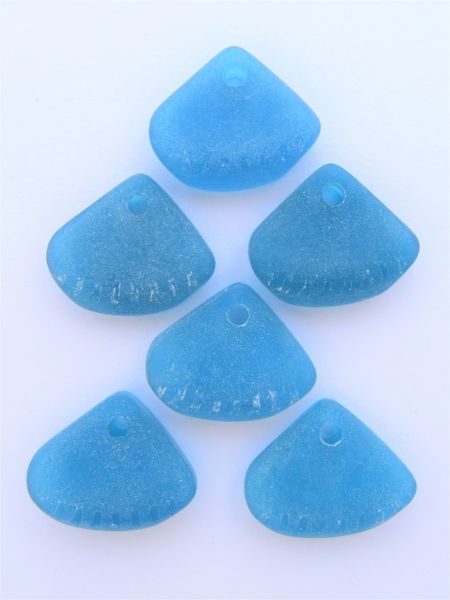 Frosted Glass Cultured Bottle Glass PENDANTS 24x20mm TEAL Marine BLUE pendant bead supply