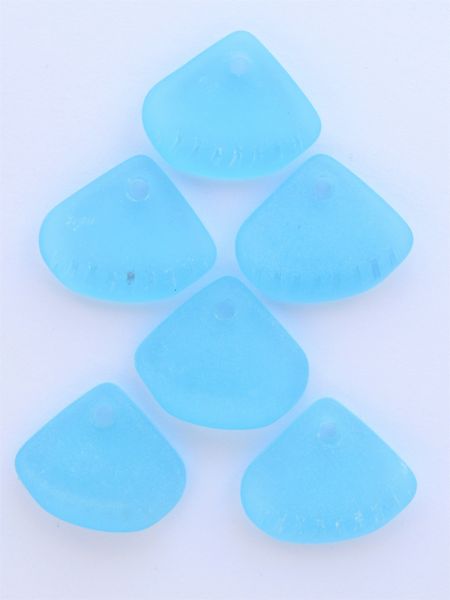 Cultured Sea Glass PENDANTS 24x20mm Light Aqua BLUE pendant supply for making jewelry