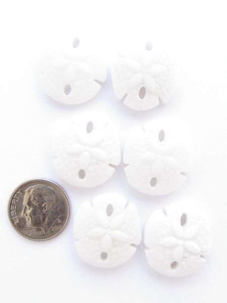 Frosted Glass SAND DOLLAR PENDANTS 21x19mm OPAQUE WHITE supply for making jewelry