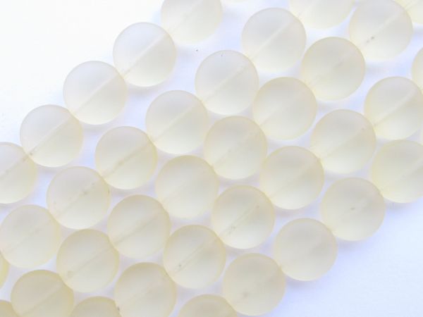 Bead Supply Cultured Sea glass BEADS 12mm Coin Lemon YELLOW for making jewelry
