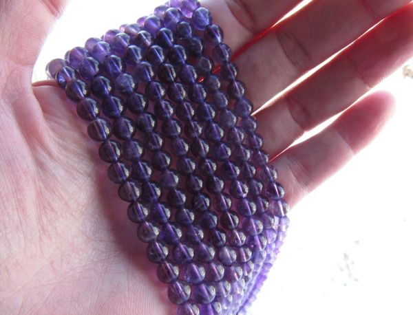 Amethyst Beads Grade A Natural 6mm Round Drilled Gemstone Purple bead supply for making jewelry