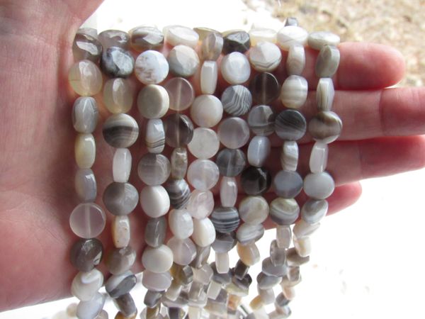 10mm Coin AGATE BEADS banded gemstone bead supply strand for making jewelry