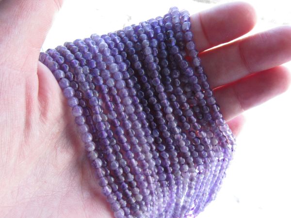Amethyst BEADS 4mm Round Light Purple 15.5" strand Drilled bead supply for making jewelry