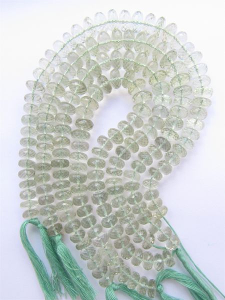 Green Amethyst BEADS 8-10mm Rondelle Prasiolite A Grade Natural Gemstone graduated strand for making jewelry
