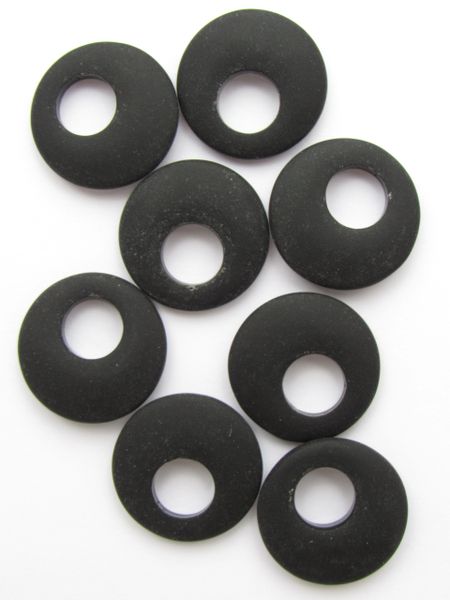 Opaque BLACK Glass RING PENDANTS 20mm donut Rings bead supplies for making jewelry