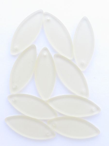 8 pc Cultured Sea Glass PENDANTS Marquise 33x13mm Lemon YELLOW frosted Top Drilled bead supply for making jewelry