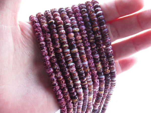 Purple Spiny Oyster SHELL BEADS 6mm Rondelles from Sea of Cortez bead supply for making jewelry
