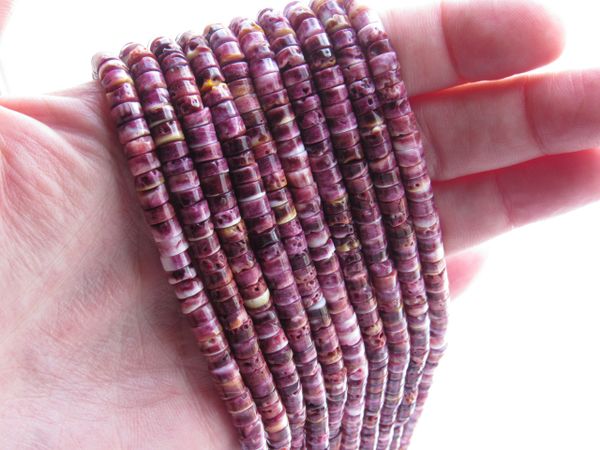 Purple Spiny Oyster SHELL BEADS 5mm Heishe from Sea of Cortez bead supply for making jewelry