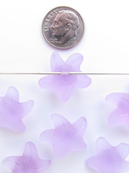 Frosted Glass STARFISH PENDANTS 20x7mm LIGHT PURPLE back drilled button style bead supply for making jewelry