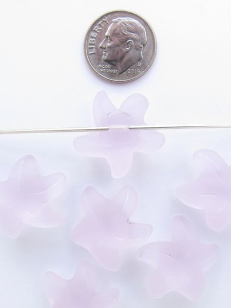 Frosted Glass STARFISH PENDANTS 20x7mm BLOSSOM PINK back drilled button style bead supply for making jewelry