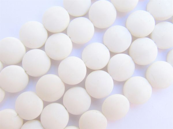 Opaque WHITE glass BEADS 12mm Coin frosted strands bead supply for making jewelry