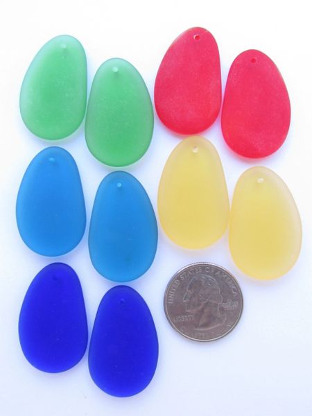 Drilled 1 Piece 52x32mm. Large Hypnotic Pendant Bead, YOU PICK COLOR  With Frosted Matte Sea Glass Finish
