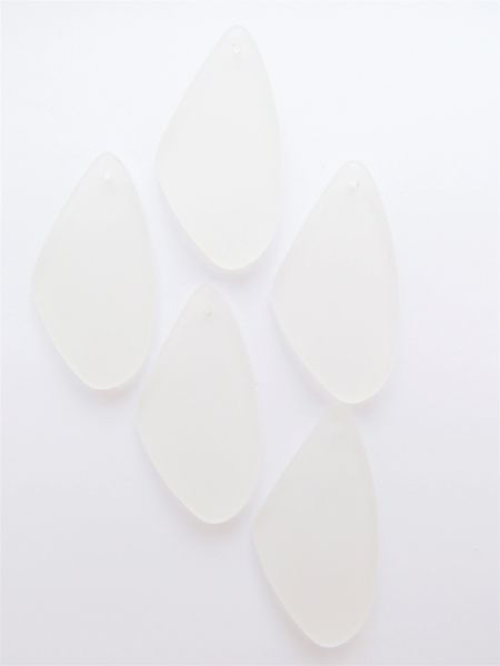 Matte Glass PENDANTS 53x22mm CLEAR Triangle frosted cultured sea glass bead supply for making jewelry
