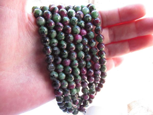 Ruby Ziosite BEADS for making jewelry 7.5mm Round faceted Strand A Grade Multicolor gemstone bead supplies