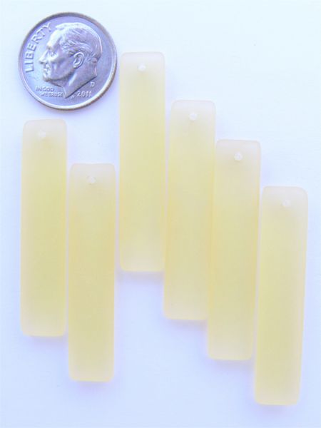 bead supplies for making jewelry Cultured Sea Glass PENDANTS 38x8mm LEMON YELLOW Elongated Rectangle 6 pc for making jewelry