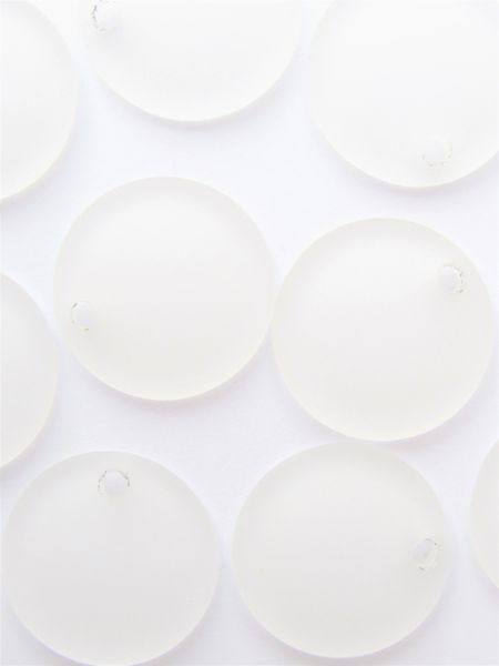 Frosted Glass PENDANTS 25mm Concave Coin CLEAR top drilled bead supply for making jewelry