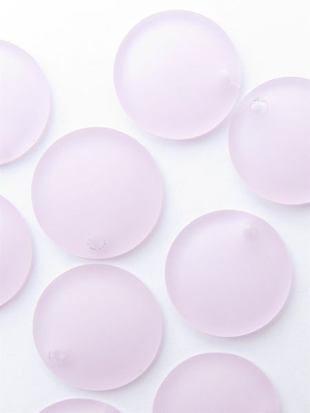 Frosted Glass PENDANTS 25mm Concave Coin PINK top drilled cultured sea glass bead supply for making jewelry
