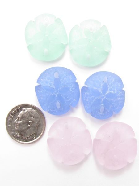 SAND DOLLAR PENDANTS 21x19mm Assorted colors Cultured Sea Glass bead supply for making jewelry
