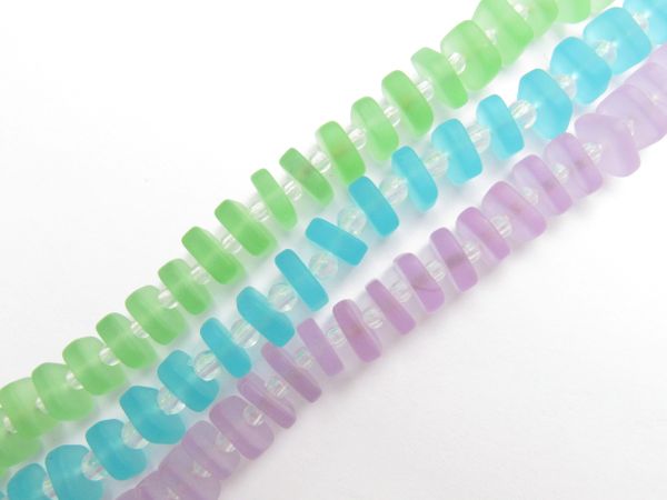 Cultured Sea Glass BEADS 8x9mm ASSORTED Square Spacer Stacking bead supply for making jewelry