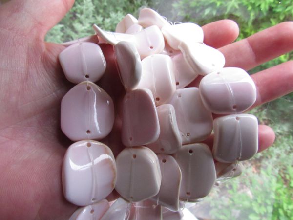 Pink Conch Shell 2 hole CONNECTOR PENDANTS 20-25x17-20mm freeform Smooth polished bead supply