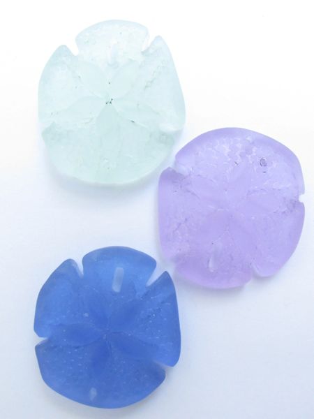 Cultured Sea Glass Sand Dollar PENDANTS 40x36mm Large Sand Dollar Assorted 3 pc necklace pendant bead supply for making jewelry