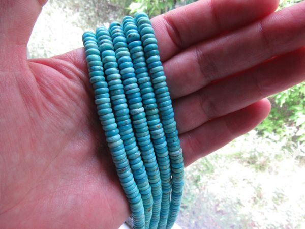 Genuine Turquoise BEADS 6x2mm disc Natural blue gemstone bead supply for making jewelry