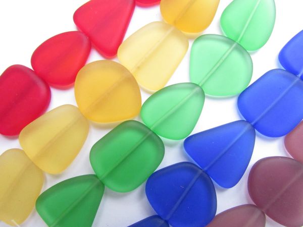 Cultured Sea Glass BEADS 22-24mm Assorted 5 strands Rainbow assorted supply for making jewelry