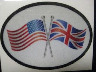 USA/Union Jack Crossed flag bumper sticker