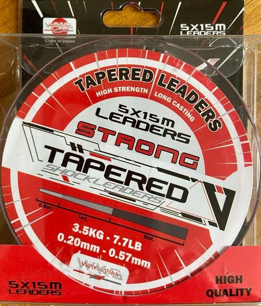 WAKASU TAPERED SHOCK LEADER RED OR CLEAR (0.18-0.57) (0.20-0.57)  World  Class Continental Fishing Products Straight to your door!