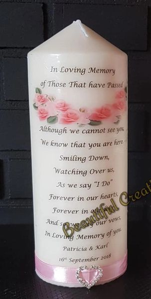 Pink Rose Memorial Candle