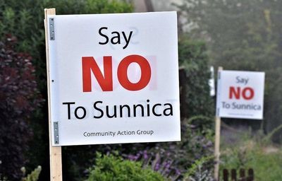 "Say NO to Sunnica" signs- I will also say NO to Sunnica.