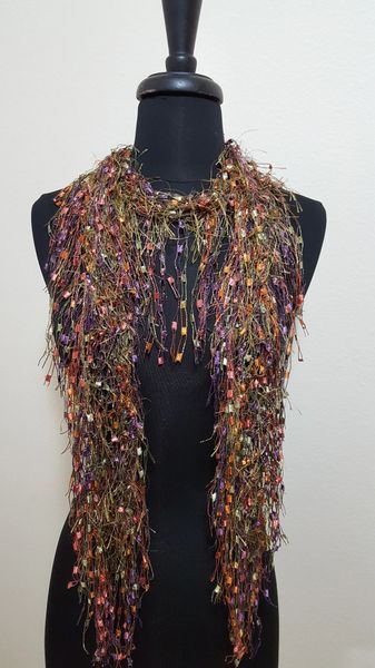 Fall Colors Fluffy Fringed Scarf