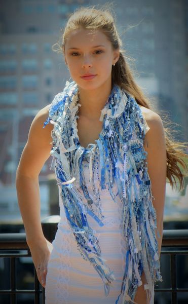 White and Blue Fantasy Scarf