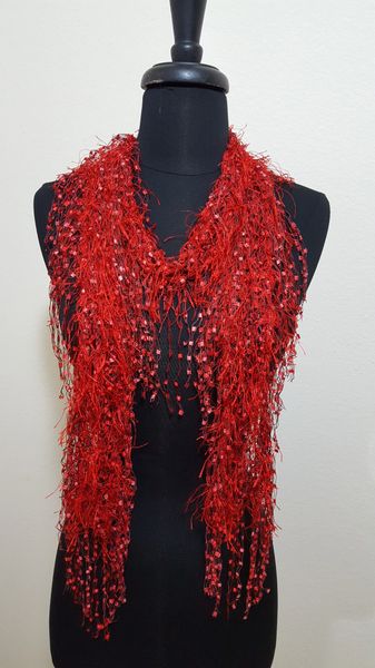 Red Fringed Scarf