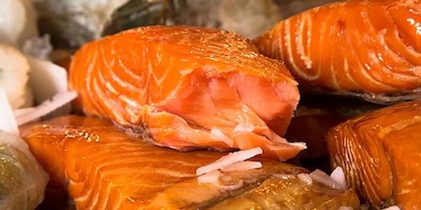 Slices of Kodiak smoked salmon