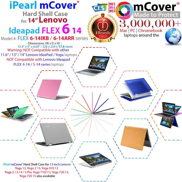 mCover Hard Shell Case for NEW 14" Lenovo Yoga 530 or Lenovo Ideapad Flex 6 14 (6-14IKB or 6-14ARR, NOT Compatible with Older 14" Yoga 520/510 or Flex 14" 4/5 Series) Laptop Computers