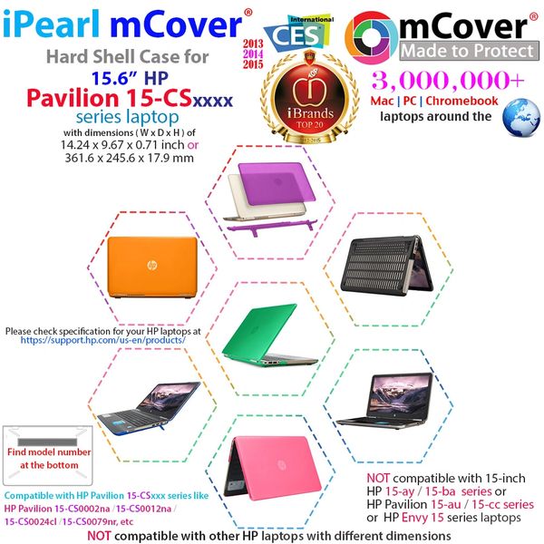 mCover Hard Shell Case for 15.6" HP Pavilion 15-CWxxxx and 15-CSxxxx (15-CS0000 to 15-CS9999) Series (Size 361.6 x 245.6 x17.9 mm) Notebook PC