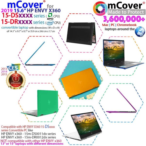 mCover Hard Shell Case for 2019 15.6" HP Envy X360 15-DSxxxx / 15-DRxxxx / 15-CPxxxx Series (NOT Compatible with X360 15-AQxxx / 15-BPxxx and Other Series)