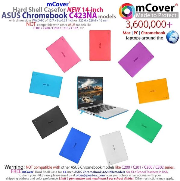 mCover Hard Shell Case for 2019 14 inch ASUS Chromebook C423NA Series Laptop iPearl mcover chromebook case laptop case