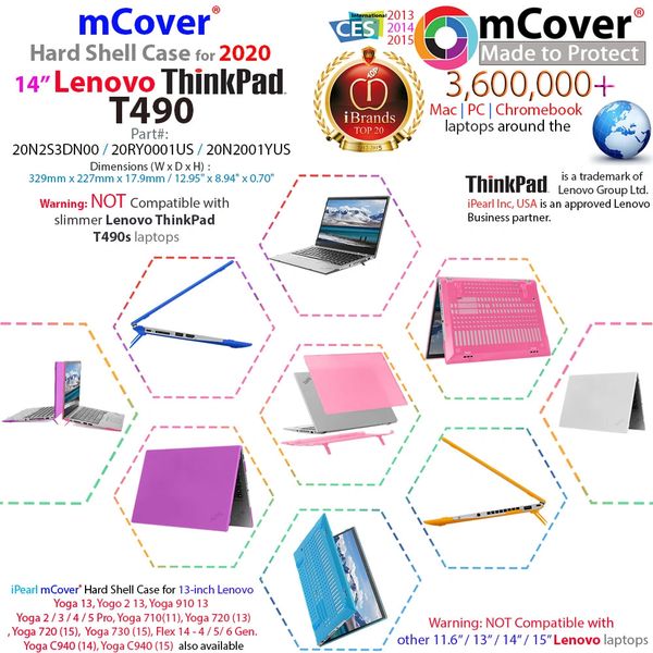 mCover Hard Shell Case for 2020 14" Lenovo ThinkPad T490 Series Laptop Computer