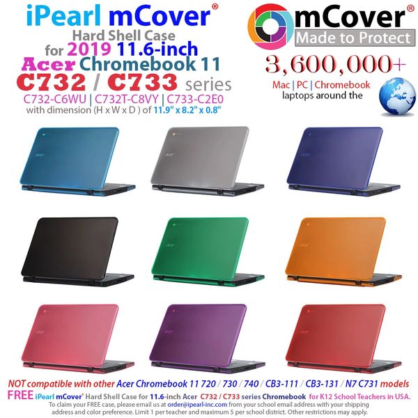 mCover Hard Shell Case for 2019 11.6" Acer Chromebook 11 C732 / C733 Series Laptop (NOT Compatible with Older Acer 11 C720 / C730 / C731 / C771 / C740 / CB3-111 / CB3-131 Series Laptop)