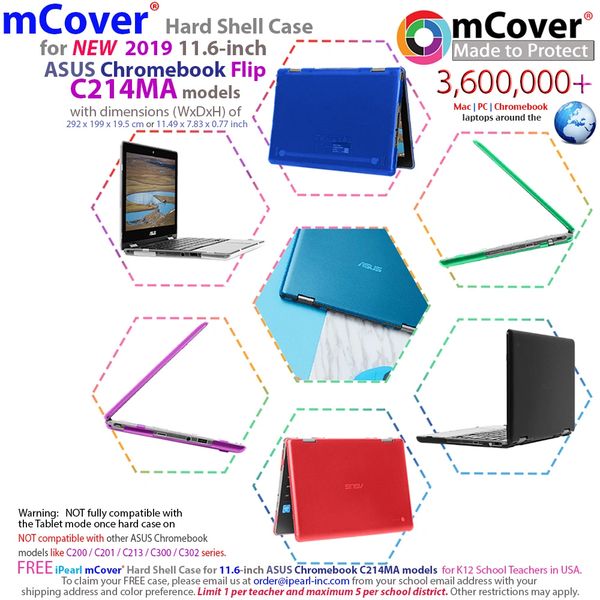 mCover Hard Shell Case for 2019 11.6-inch ASUS Chromebook Flip C214MA Series (NOT Compatible with Other ASUS Chromebook Model) Laptop