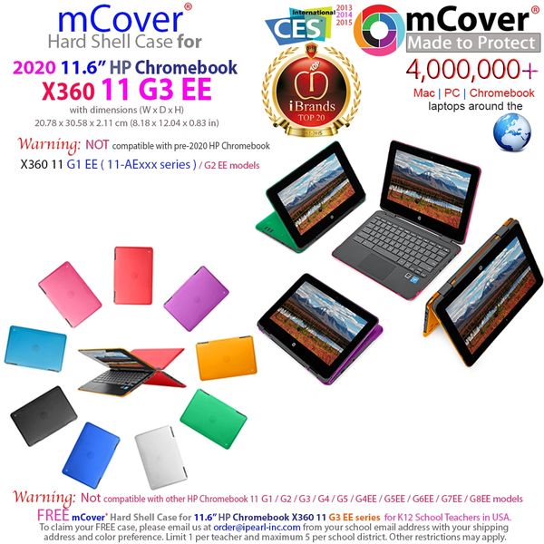 mCover Hard Shell Case for 2020 11.6" HP Chromebook X360 11 G3 EE (NOT Compatible with HP Chromebook 11.6" G1/G2 EE model) laptops