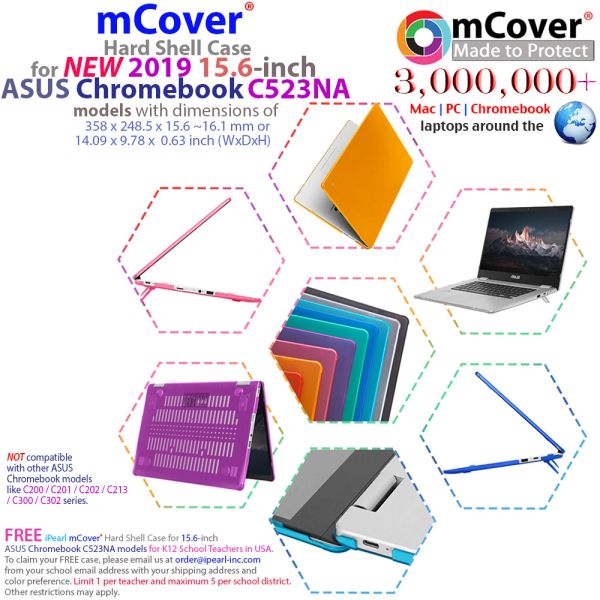 mCover Hard Shell Case for 15.6-inch ASUS Chromebook C523NA Series Laptop - ASUS C523