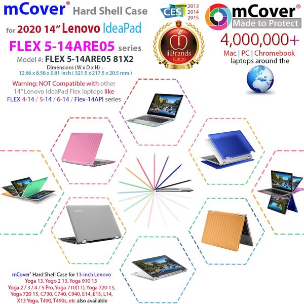 mCover Hard Shell Case for 14" Lenovo IdeaPad Flex 5 (14IIL05/ 14ITL05 / 14ARE05 / 81X1 / 81X2 Series ) Convertible Laptop (NOT Compatible with Older Flex 4-14 / 5-1470 / 6-14ARR Series) Computers