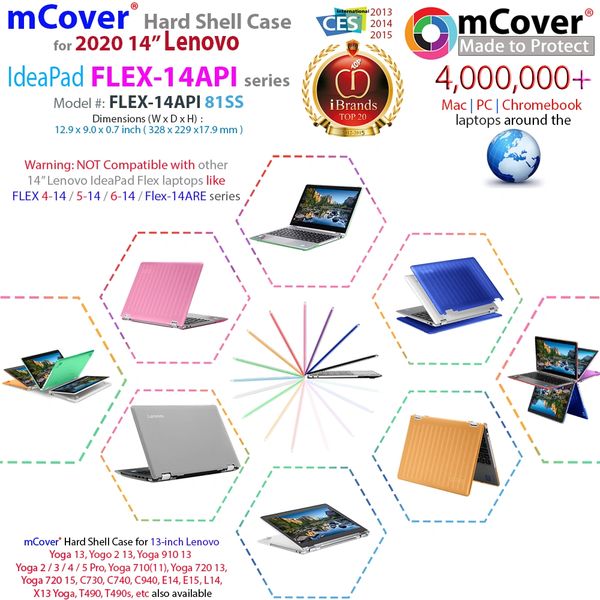 mCover Hard Case for 14" Lenovo IdeaPad Flex 5-14ARE05 / 14IIL05 / 14ITL05 /14ALC05 Convertible Laptop Computers (H x W x D) 321.57 x 217.5 x 17.9-20.4 mm (Not for IdeaPad 5 14" Non Flex Model)